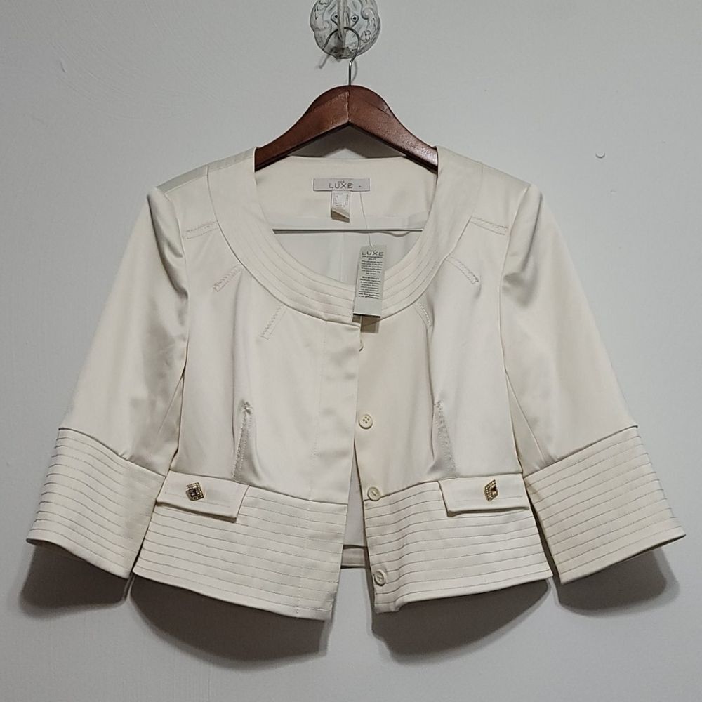 New Cache Luxe Ivory blazer size 10